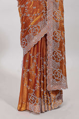Scallop border orange saree