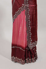 Scallop border pink saree