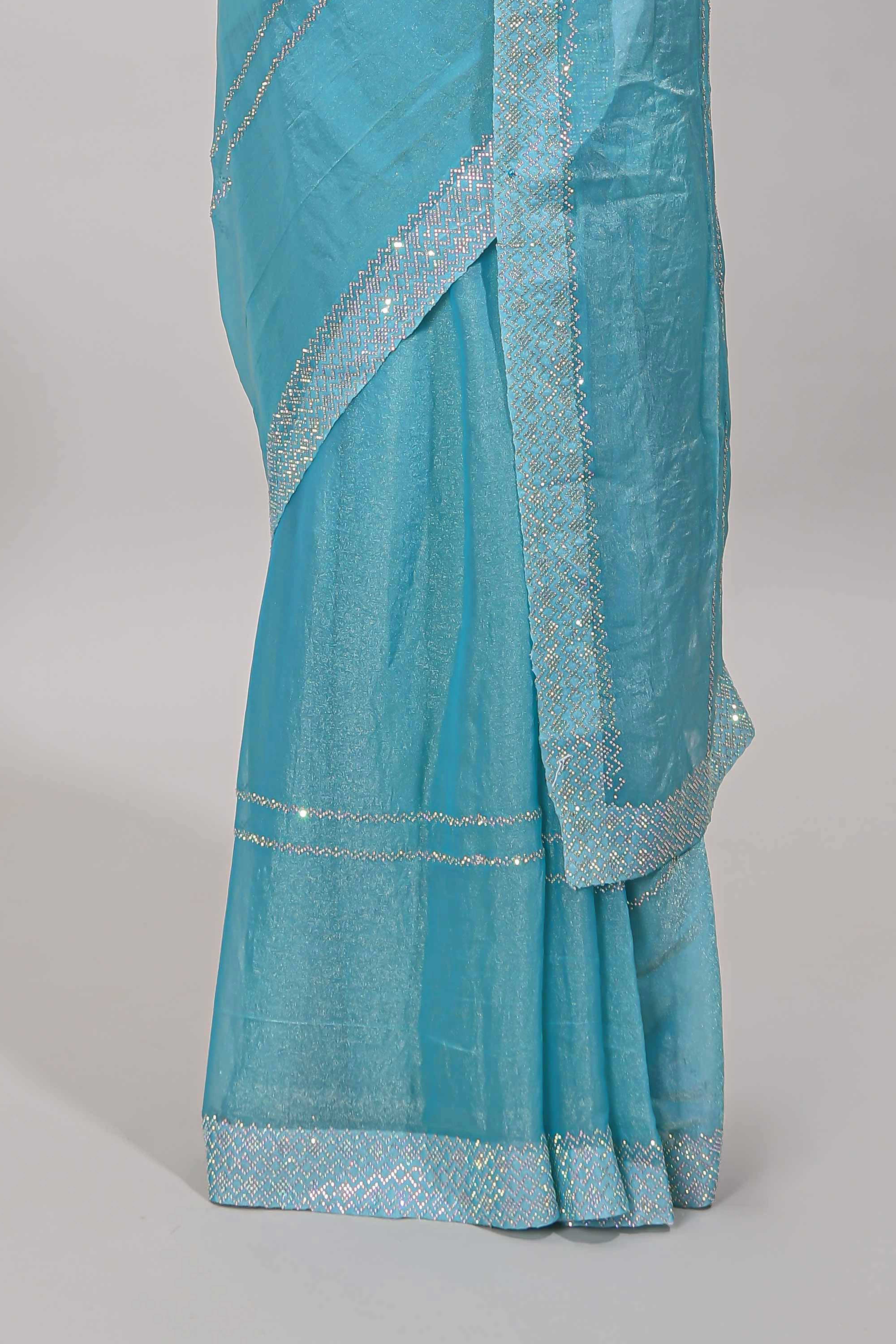 Self border blue saree