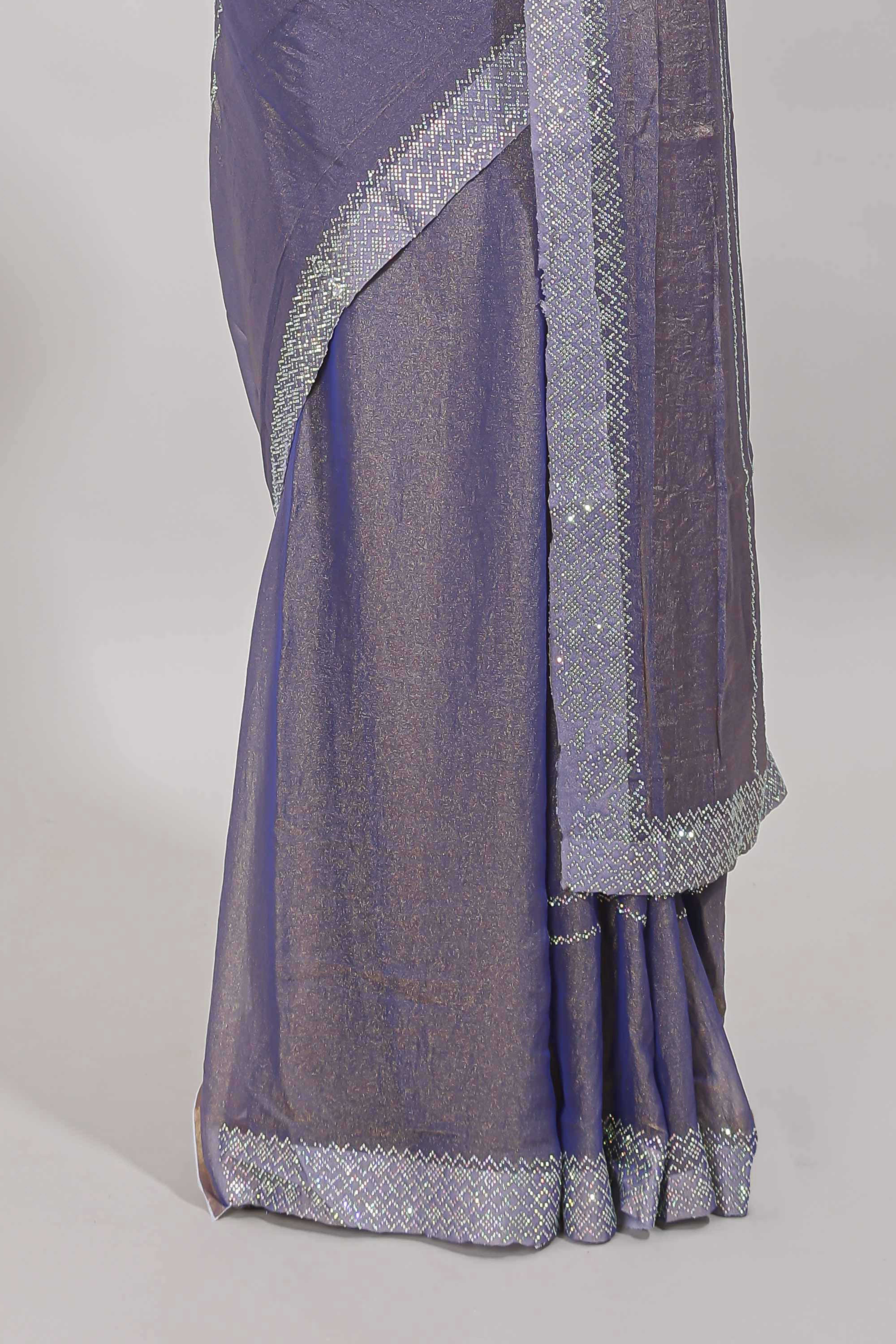 Self border lavender saree