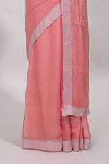 Self border pink saree