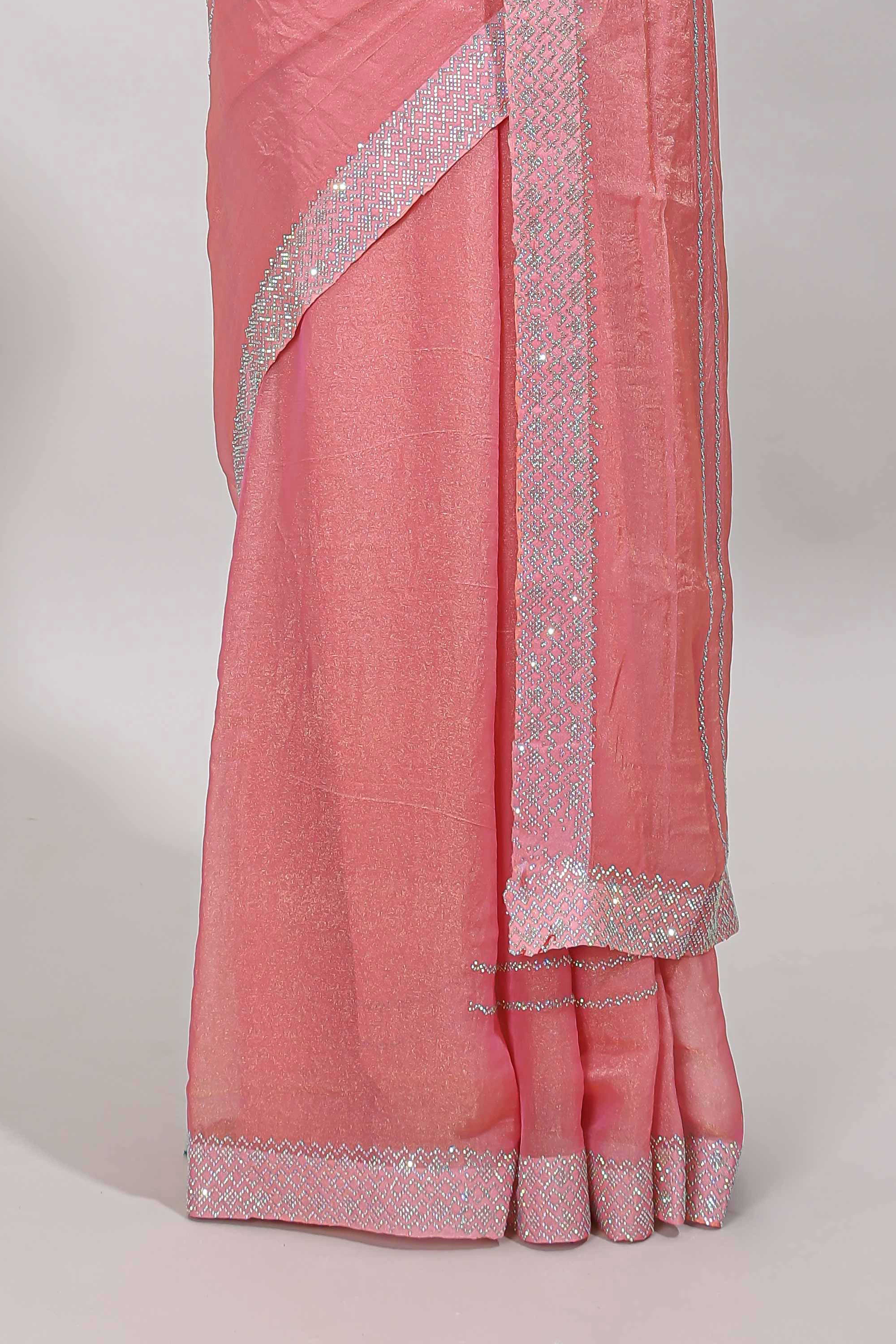 Self border pink saree