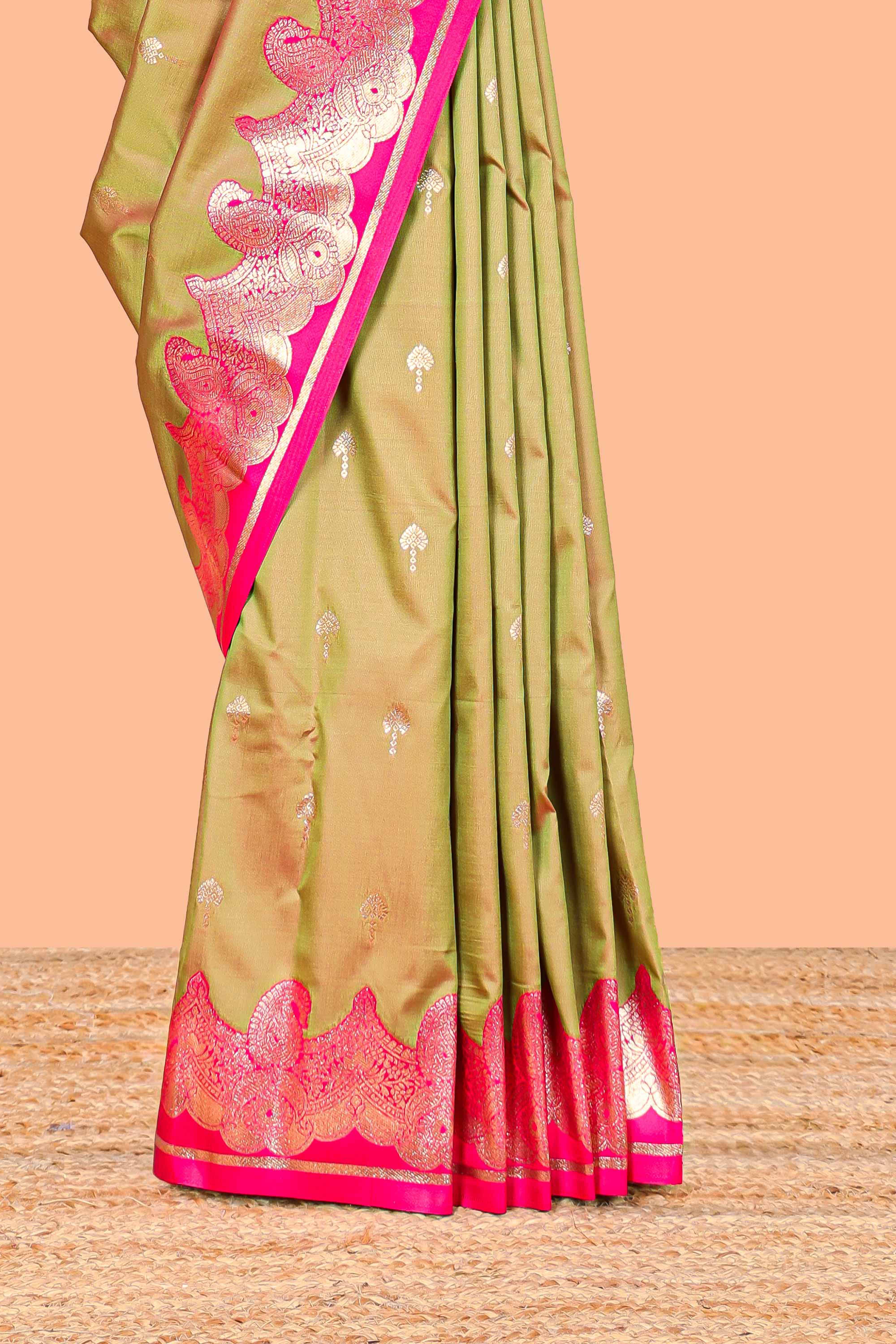 Semi soft silk zari pallu saree