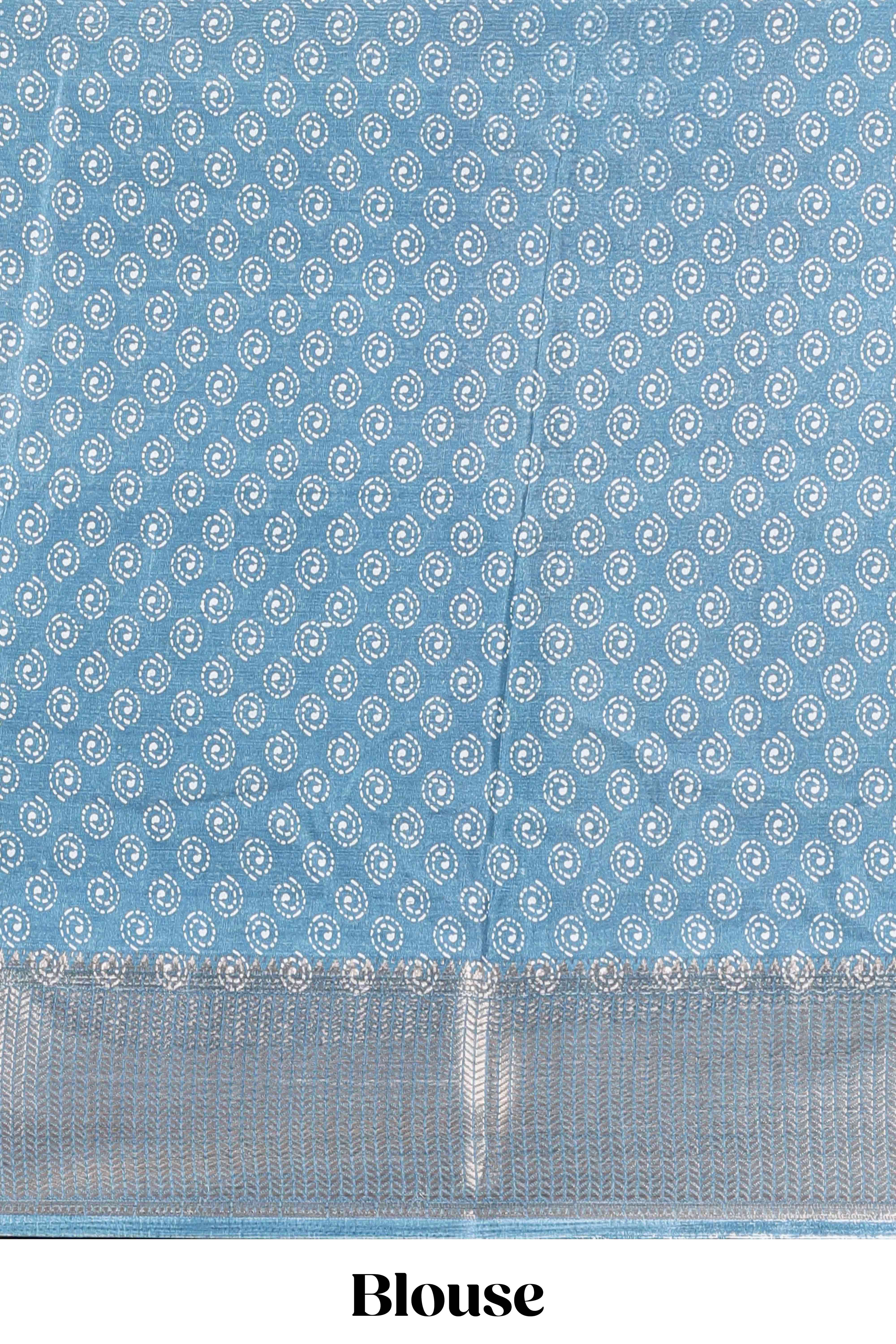 Sky blue semi dola festive saree