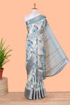 Sky blue semi dola floral saree