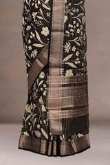 Soft textured black and white drape