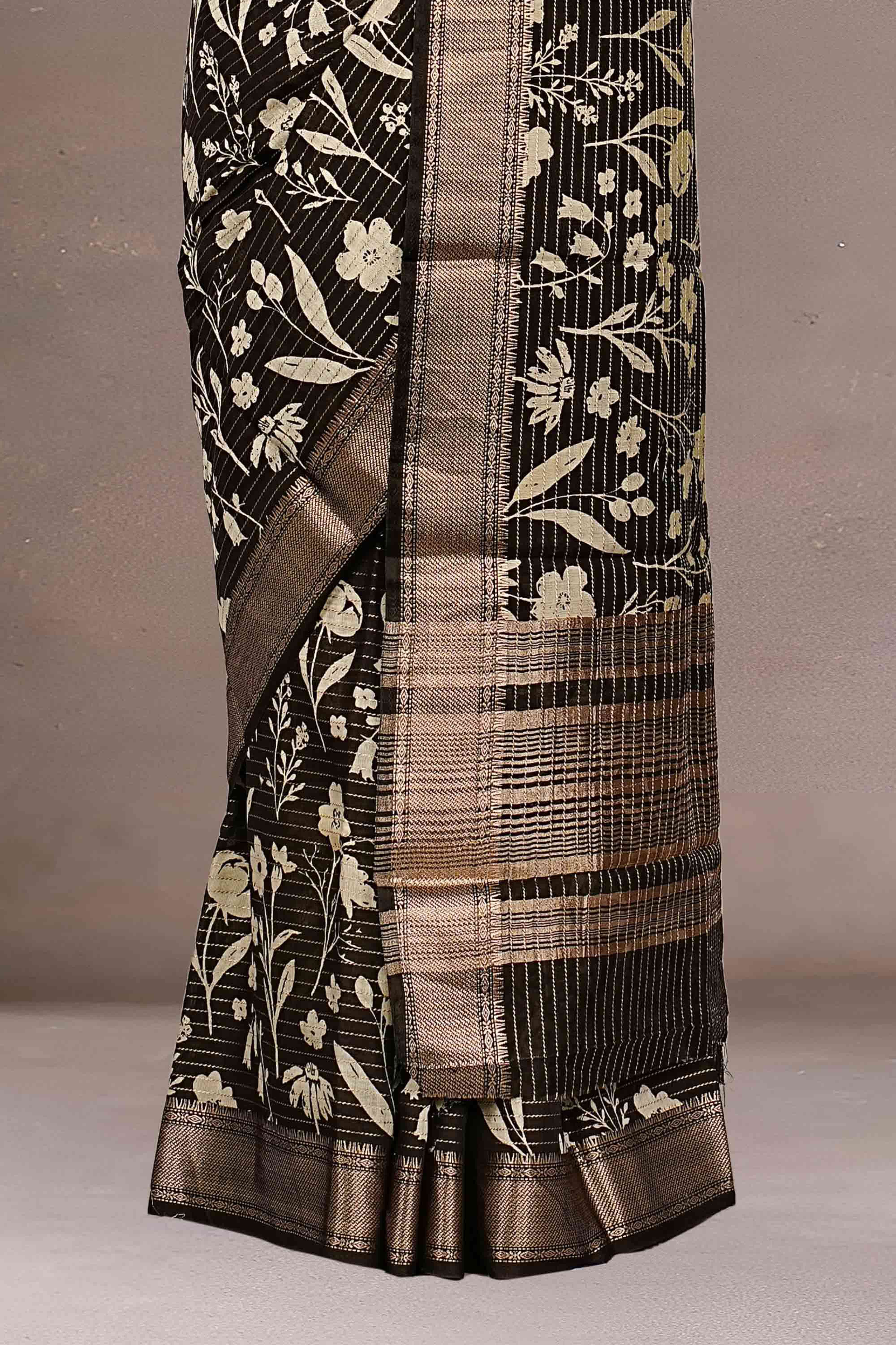 Soft textured black and white drape