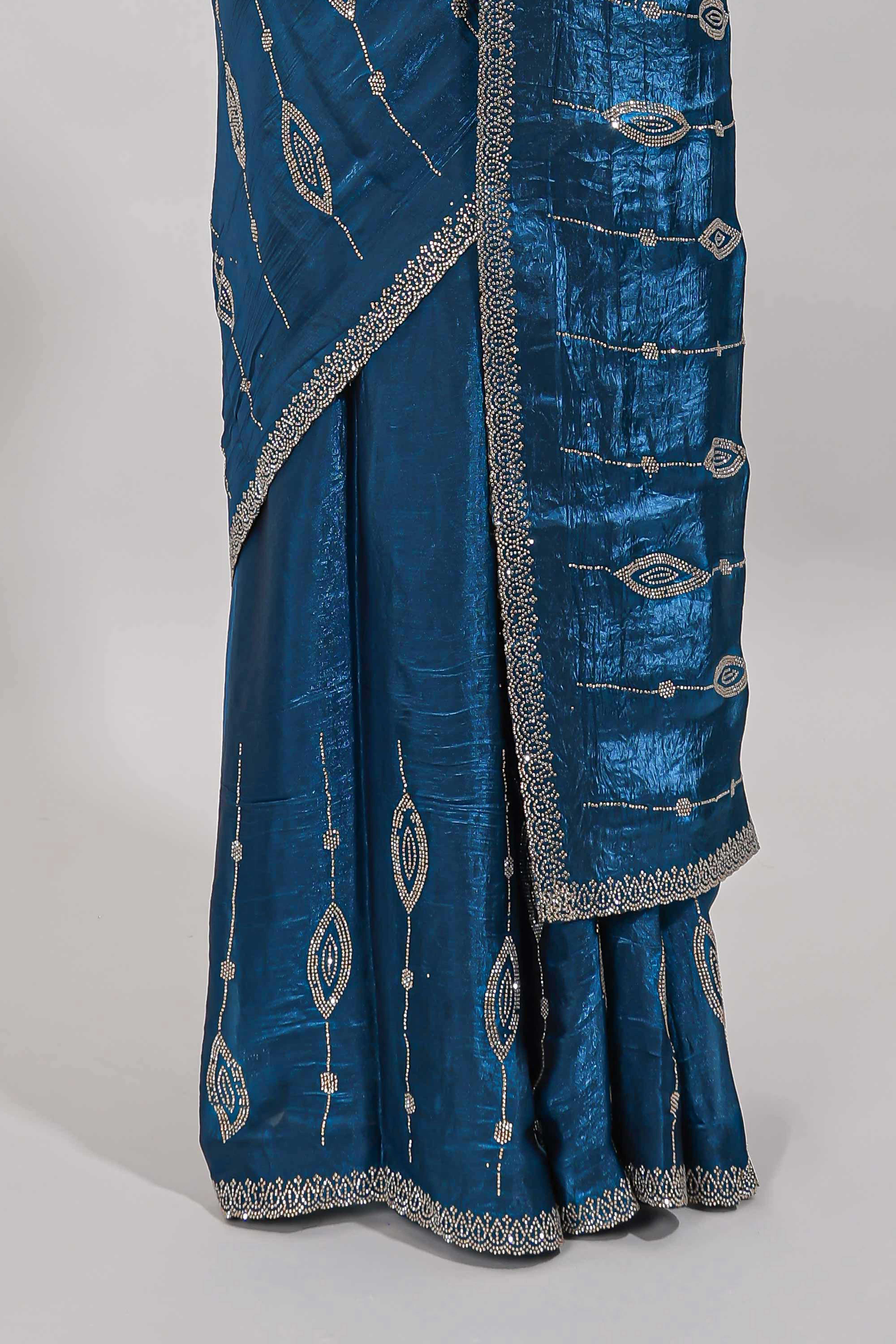 Stonework blue saree