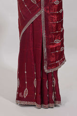 Stonework maroon saree