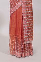 Stonework orange saree