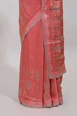 Stonework pink sareeDesigner pink saree