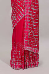 Stonework pink zari saree