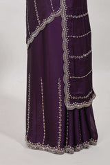 Stonework purple color saree