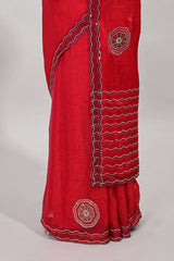 Stonework red saree