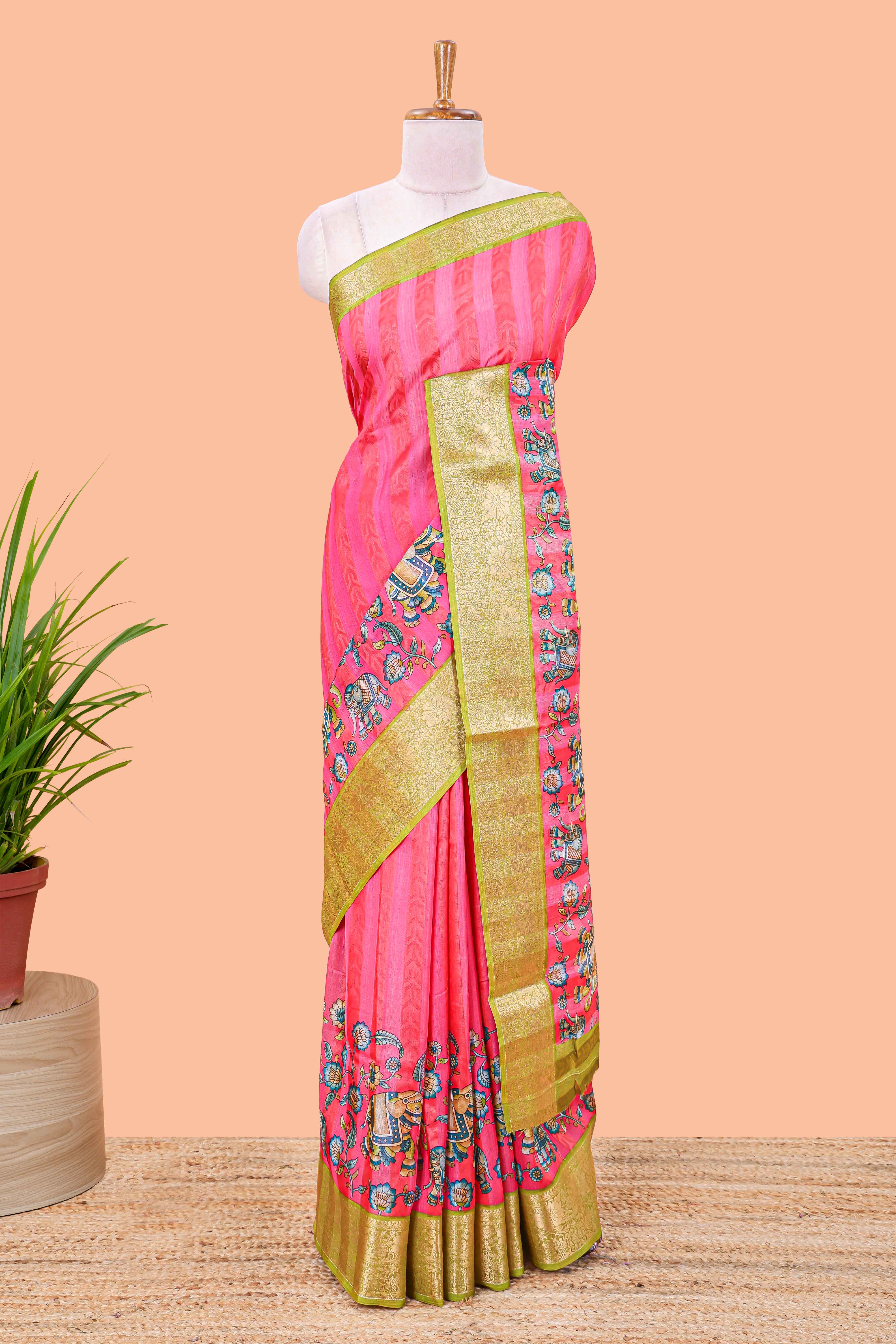 Striped floral elephant print