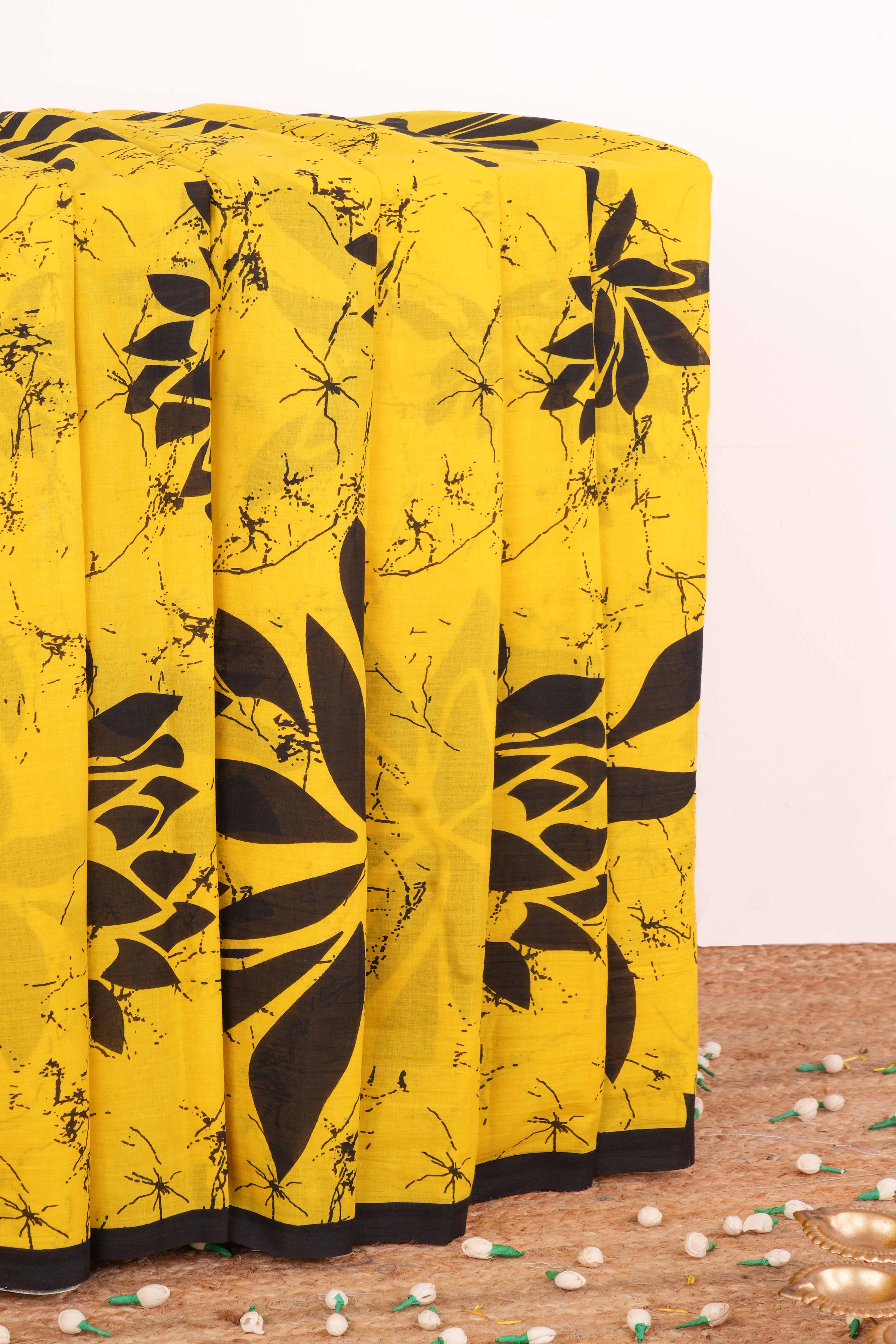 Stylish Yellow cotton saree design