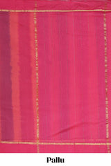 Pink plain ikkat cotton saree with contrast border and zari striped pallu