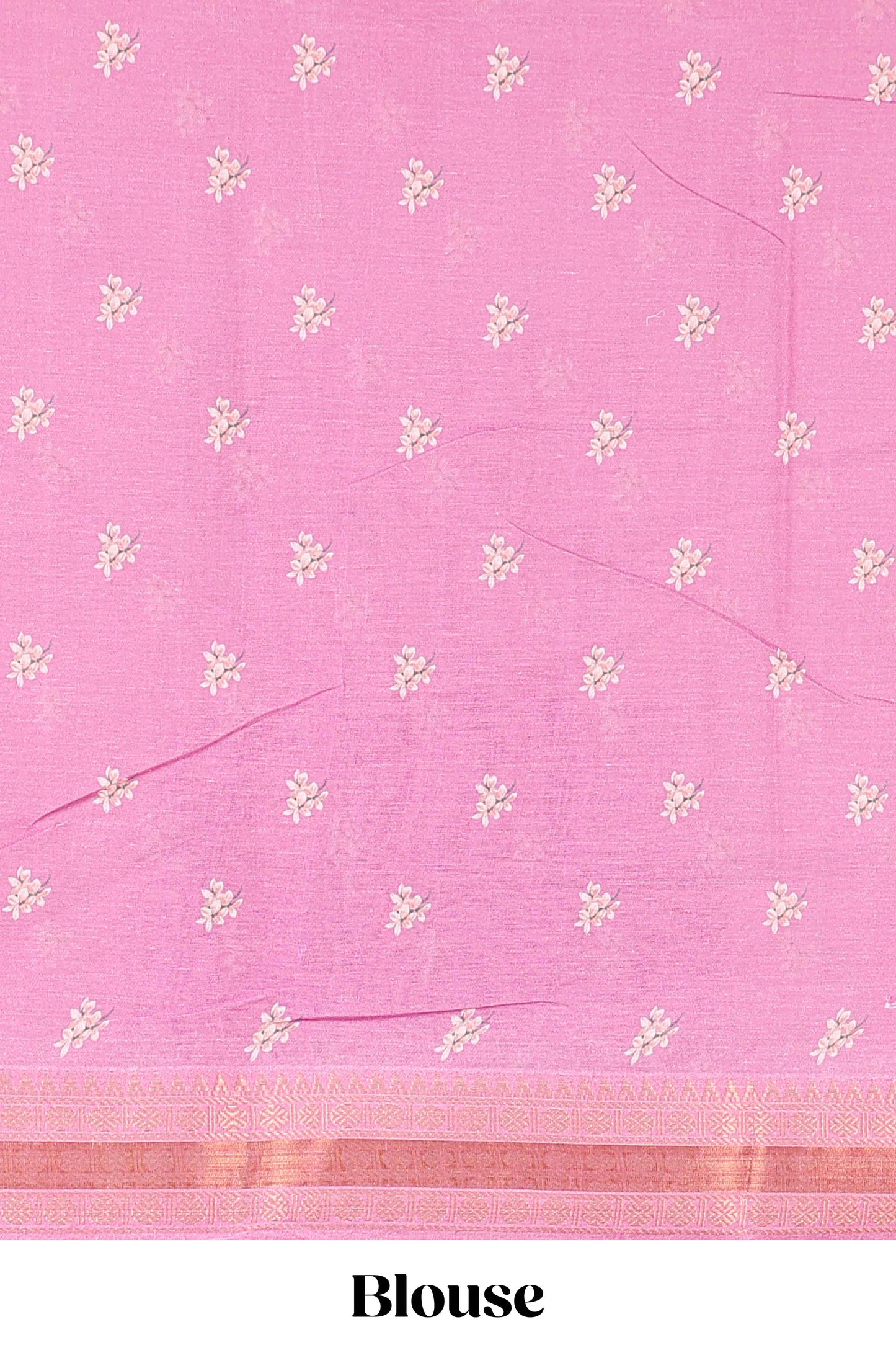 Pink chirala cotton floral digital print saree with zari border