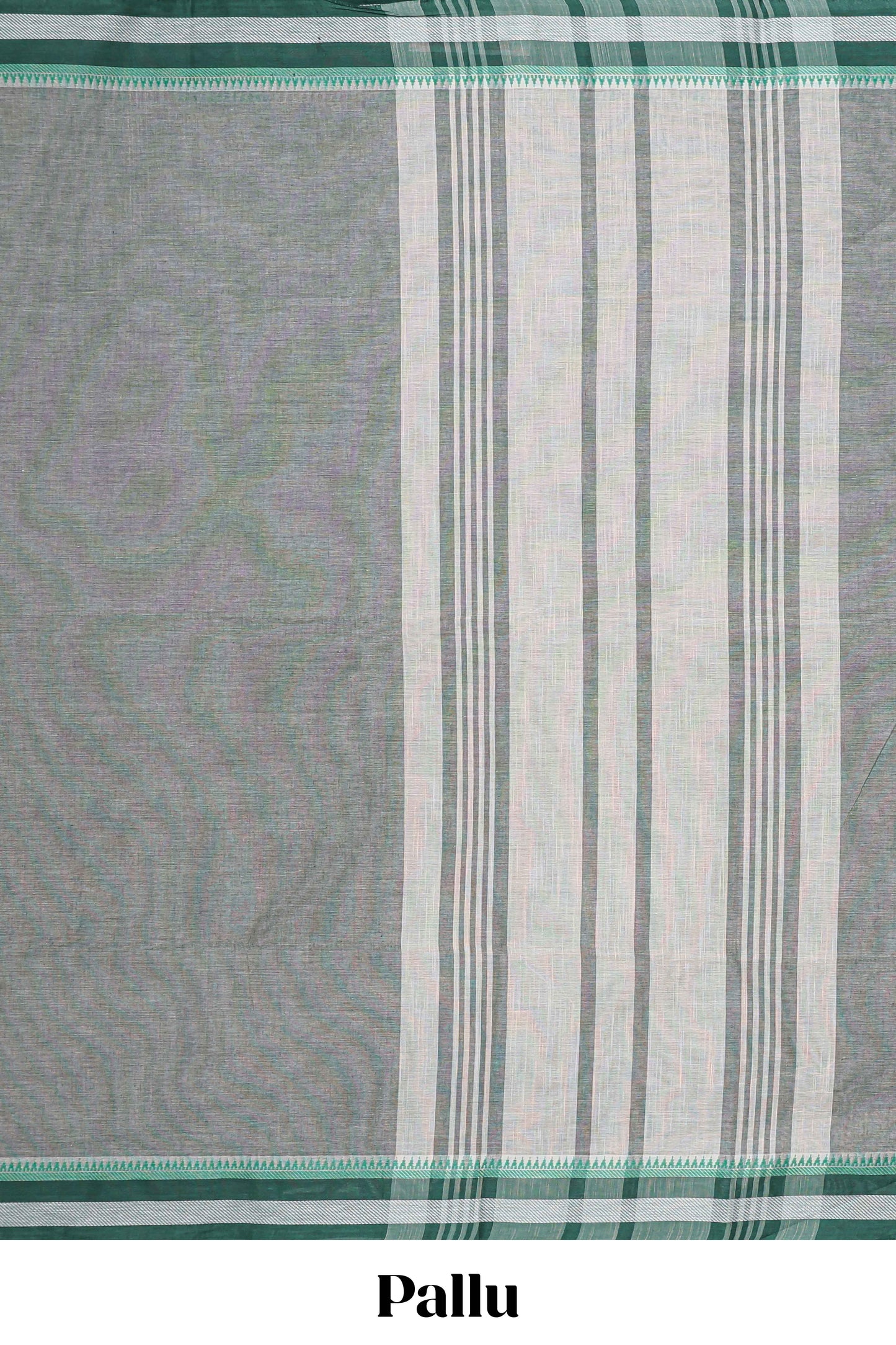Grey plain chirala cotton saree with contrast border and striped pallu
