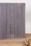 Borderless grey zari motifs kovai cotton saree with contrast pallu and blouse