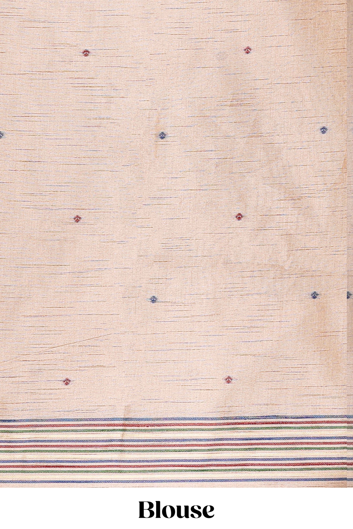 Cream munga cotton thread butta saree with blue jamdhani style border and floral thread weaving blouse