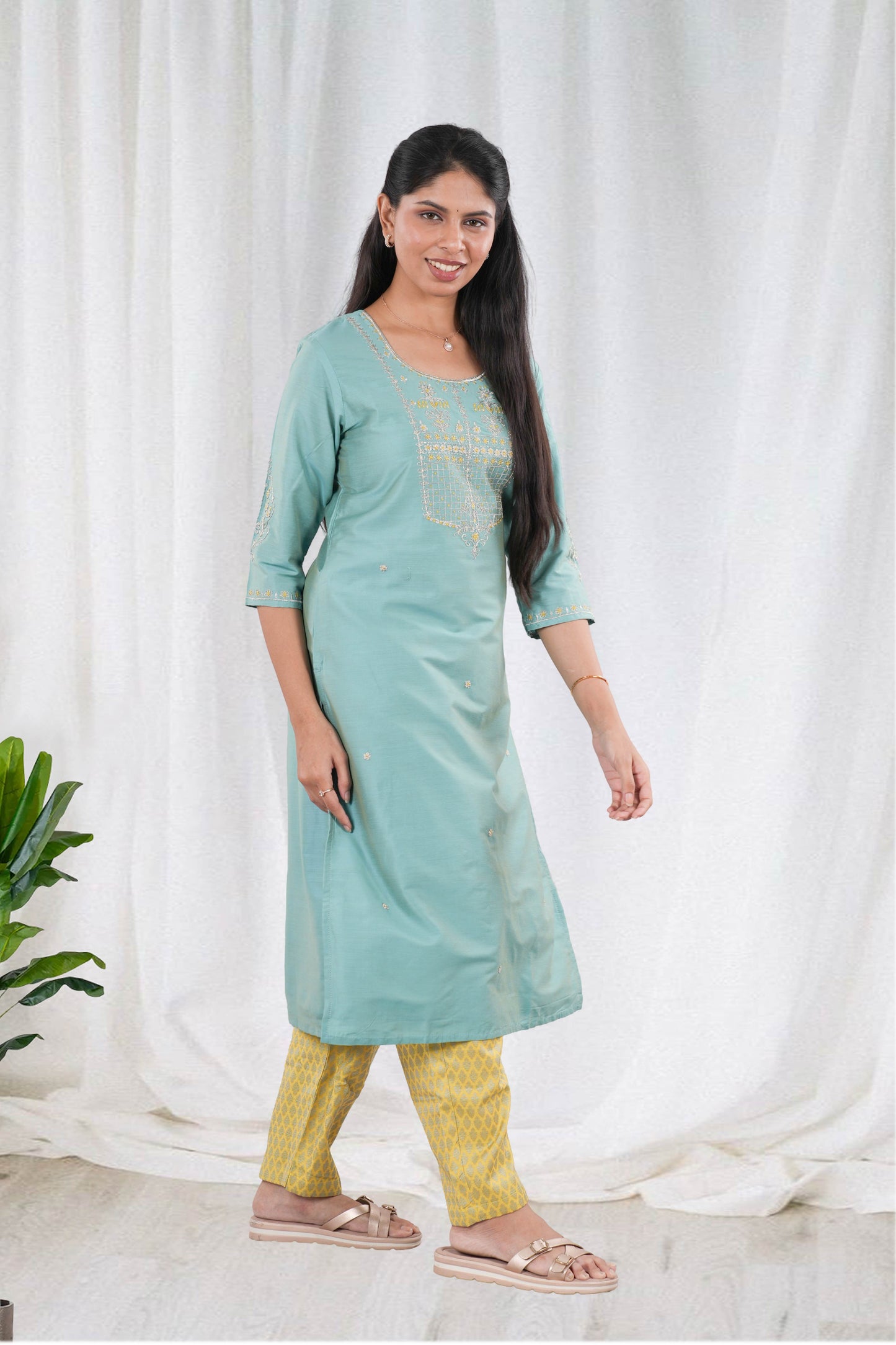 Teal designer festive wear