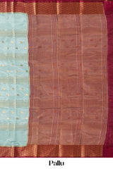 Teal raw silk elegant saree