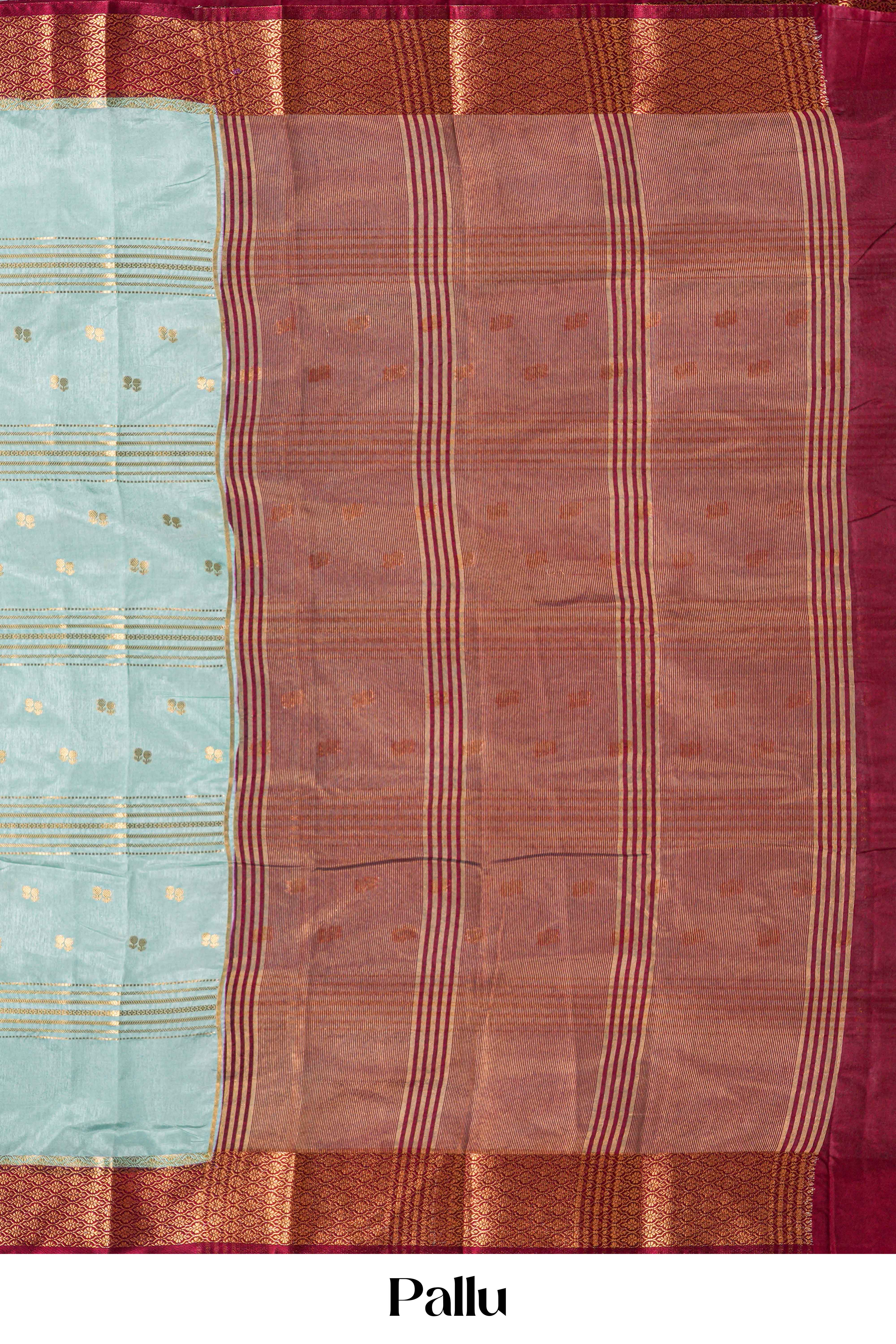 Teal raw silk elegant saree