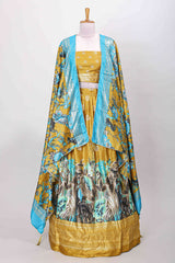 Traditional golden mustard lehenga wear