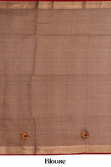 Traditional reddish orange linen saree