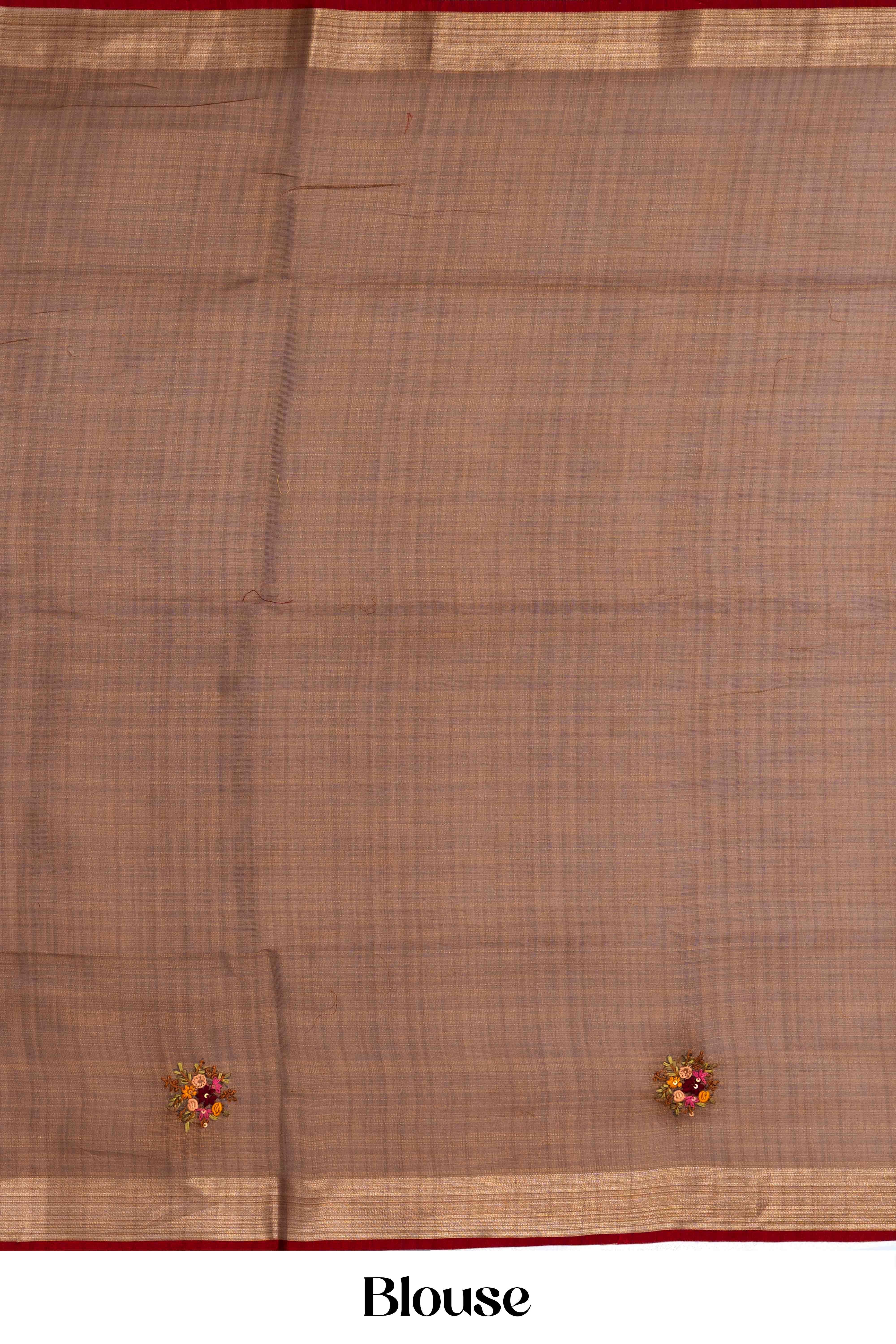 Traditional reddish orange linen saree