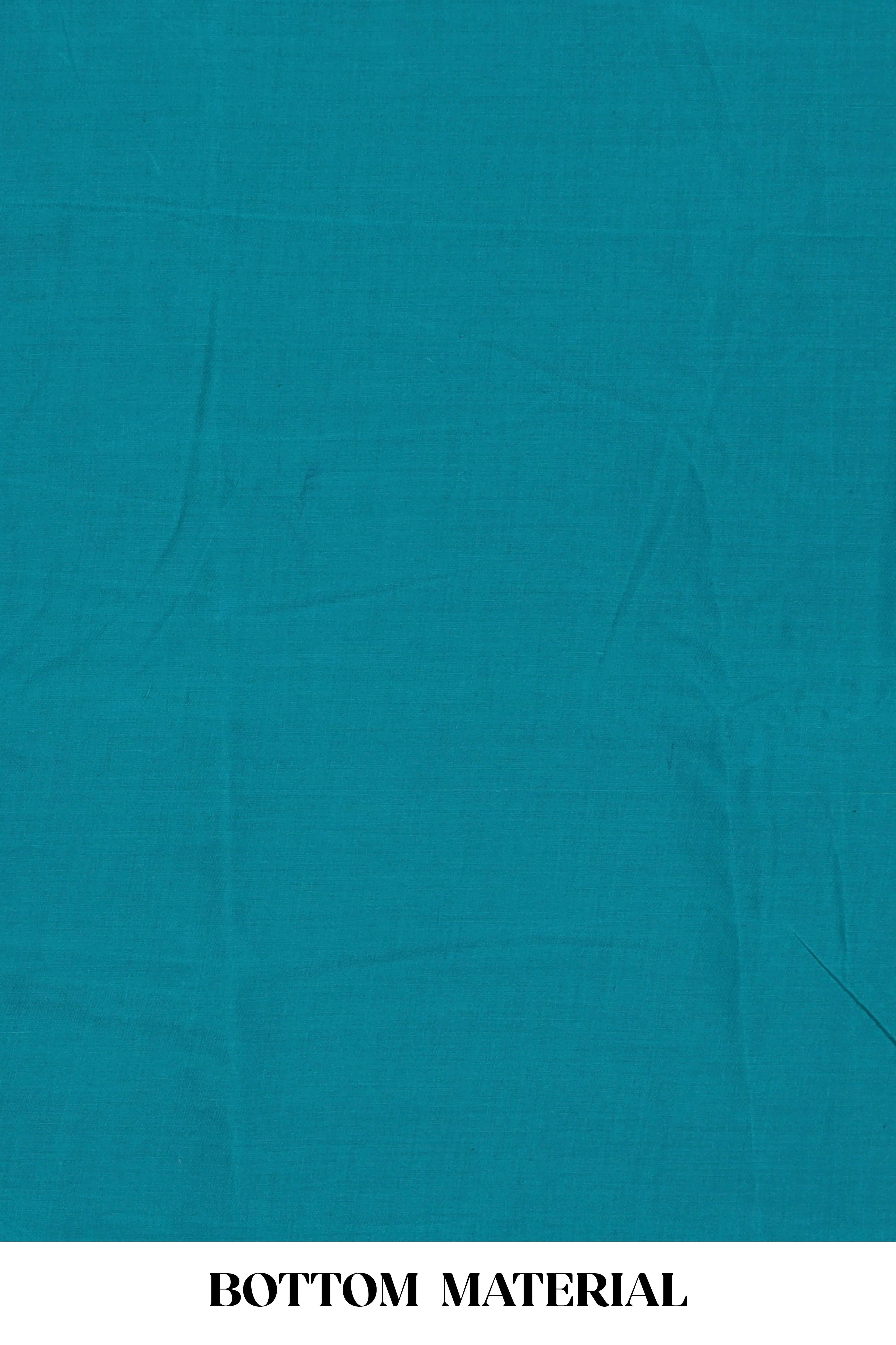 Turquoise cotton silk festive suit
