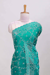Turquoise festive saree