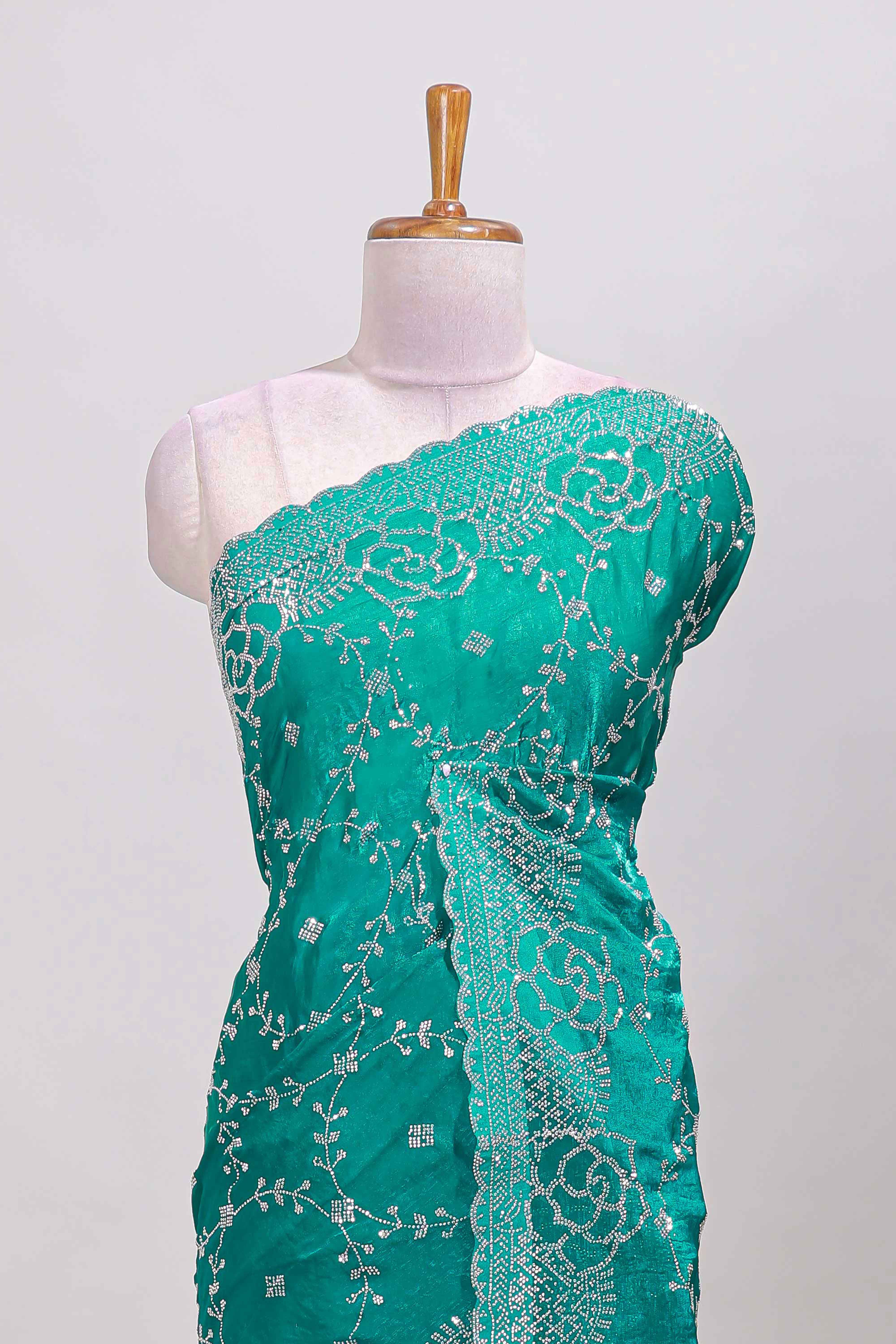 Turquoise festive saree