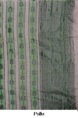 Tussar silk saree with green stripes