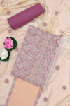 Violet cotton embroidered suit set