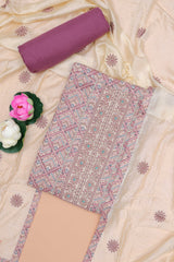 Violet cotton embroidered suit set