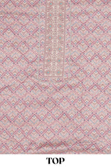 Violet cotton geometric embroidery dress material