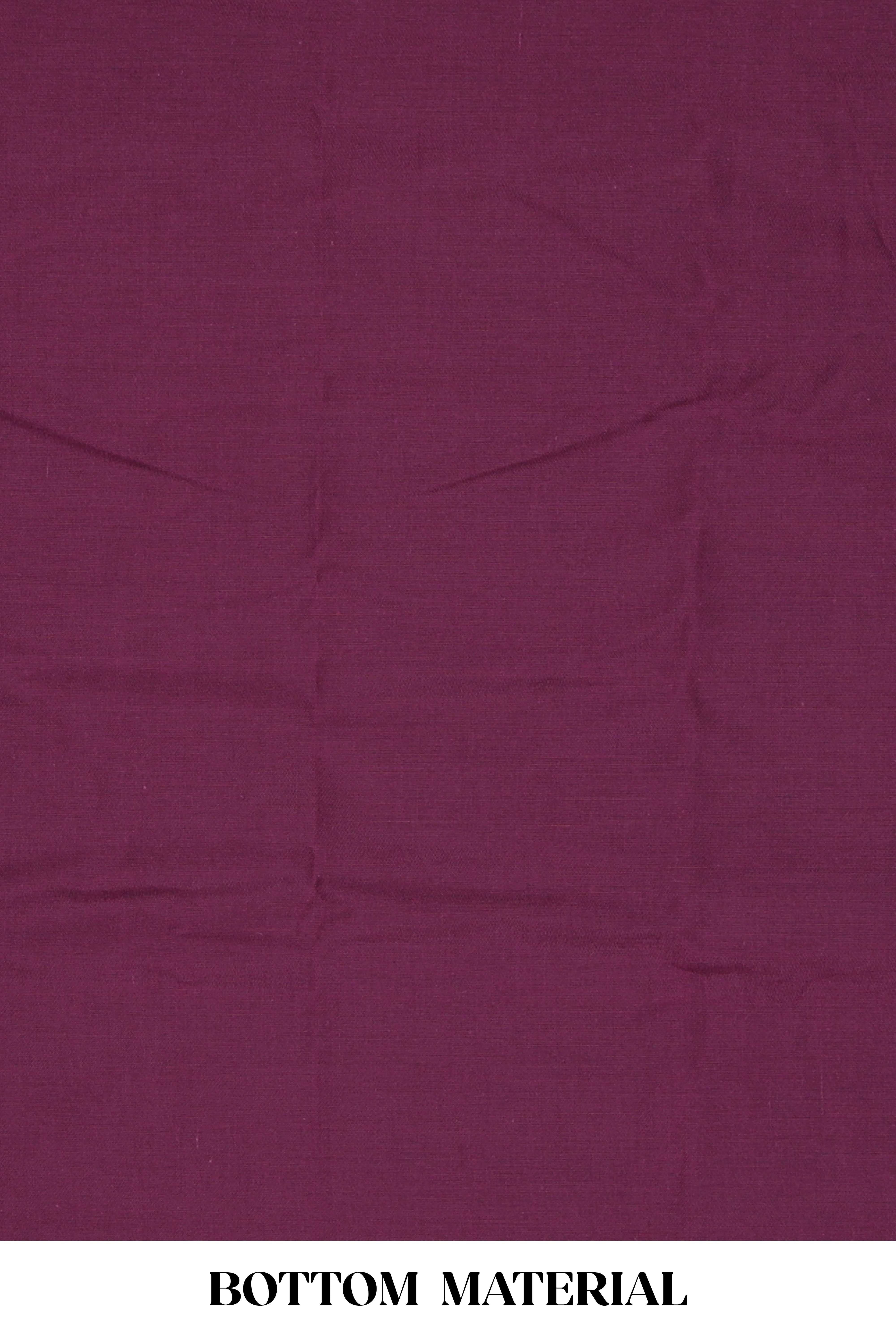 Violet cotton silk thread work suit