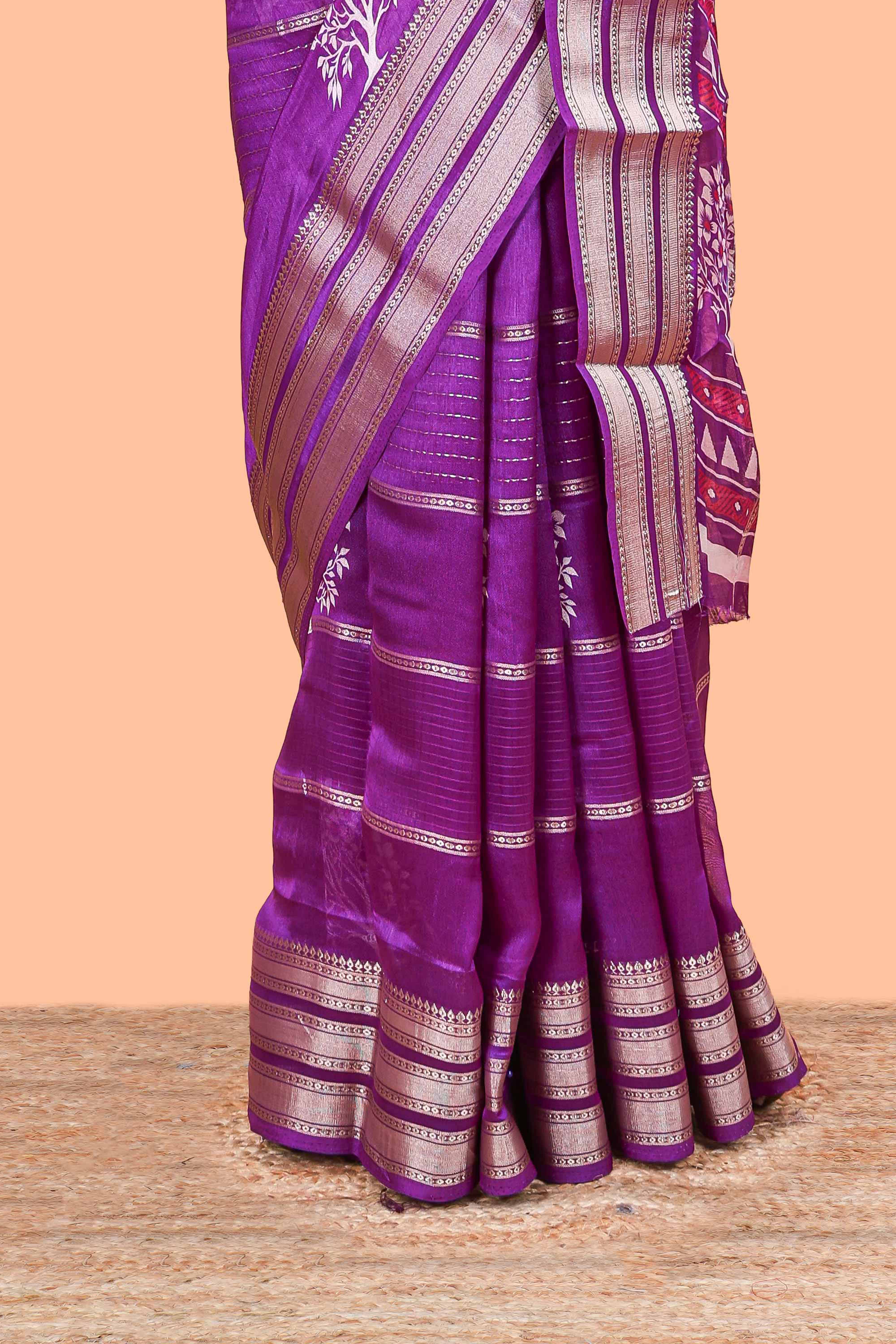 Violet moss chiffon elegant saree