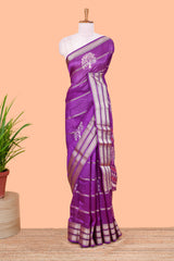 Violet moss chiffon zari border saree