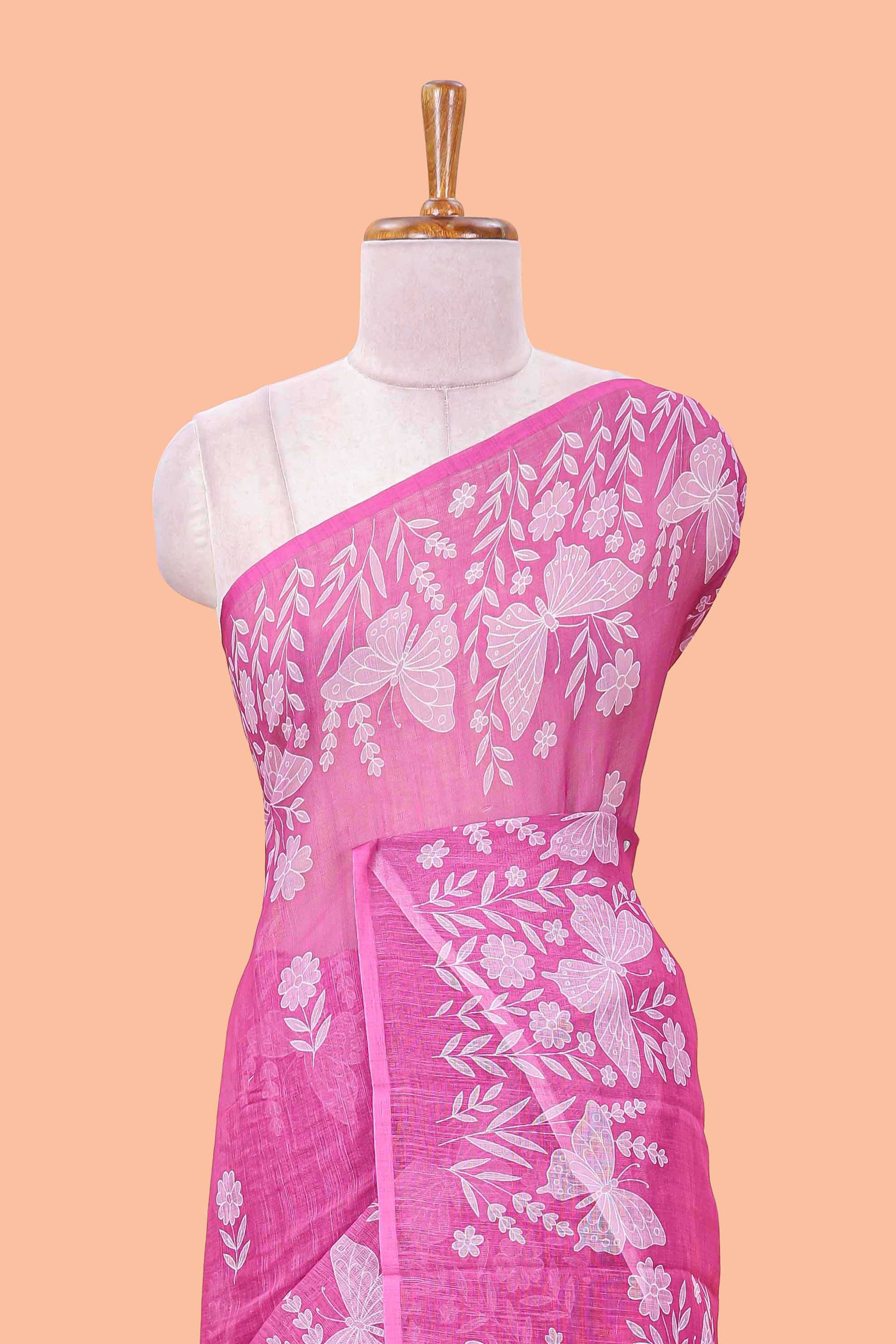 Violet printed self pallu saree