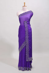 Violet scallop border saree