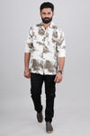 White abstract print shirt