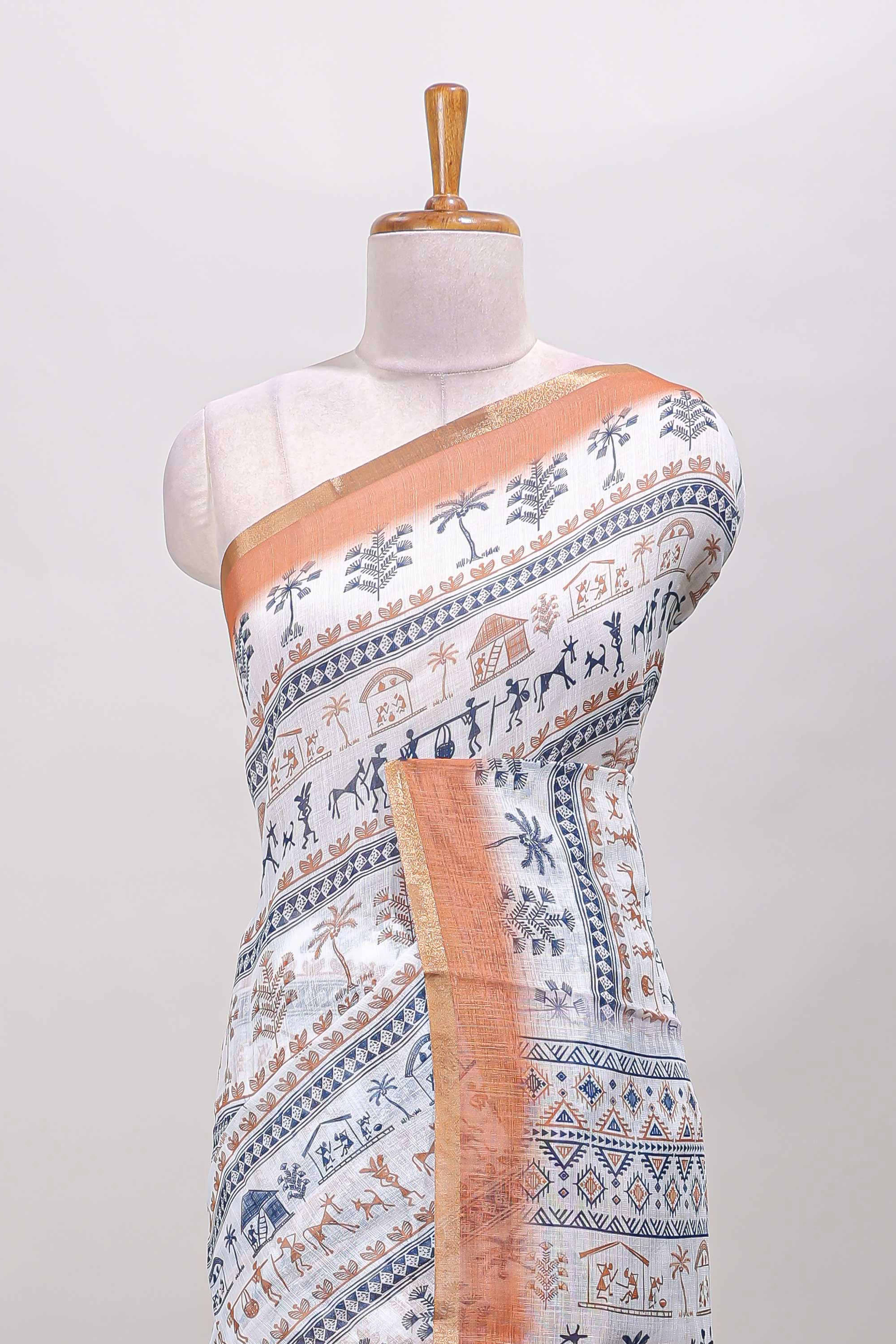 White contrast zari border