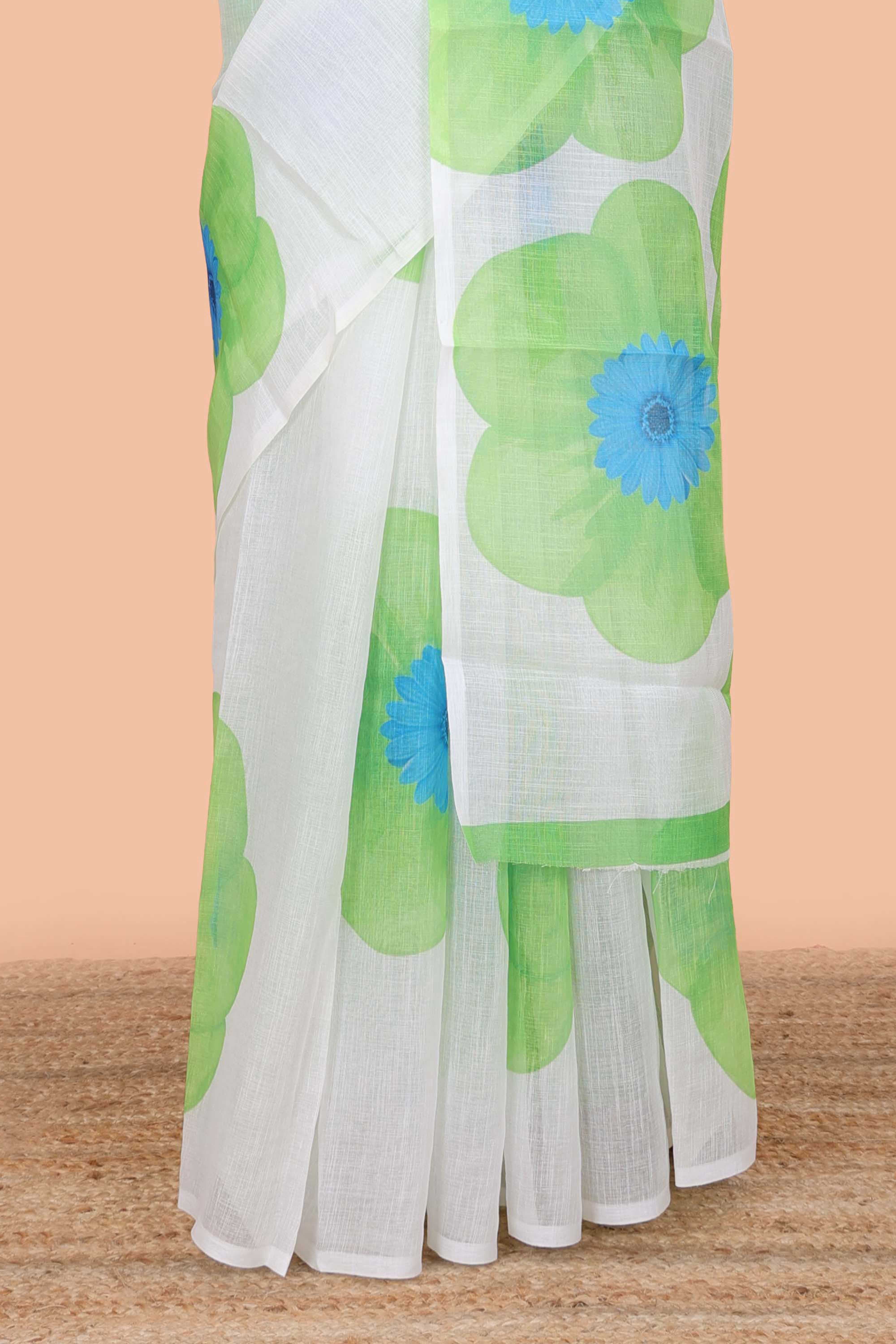 White elegant printed saree