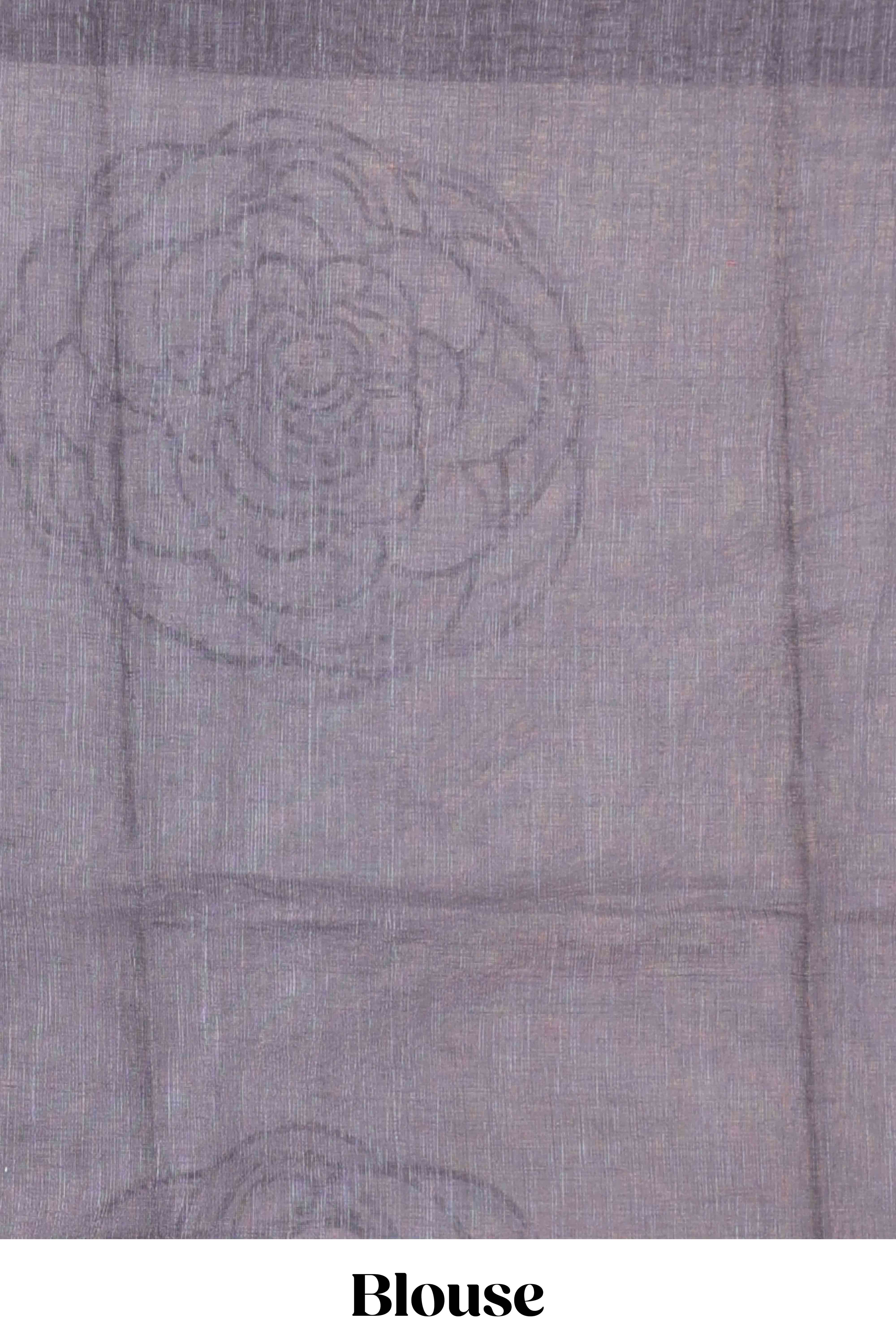 White printed linen drape