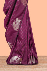Wine purple semi soft silk festive saree
