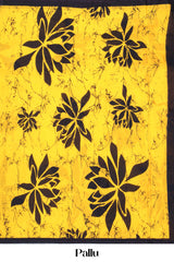 Yellow ajrakh print cotton saree