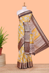 Yellow dola floral saree